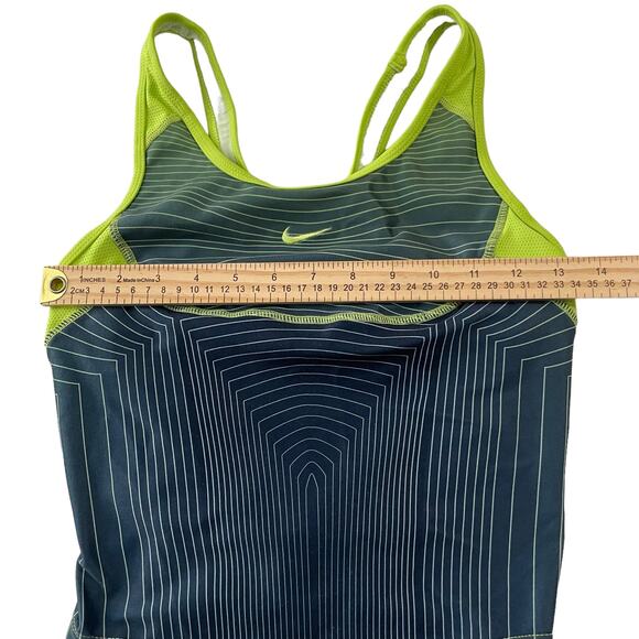 Nike Womens Size XS Fitted Athletic Tank Top Built in Bra Sleeveless Yellow Blue - Picture 11 of 16